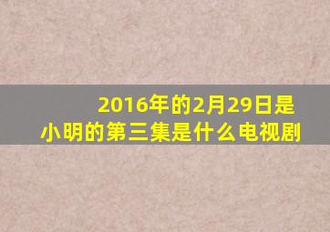 2016年的2月29日是小明的第三集是什么电视剧