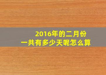 2016年的二月份一共有多少天呢怎么算