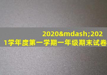 2020—2021学年度第一学期一年级期末试卷