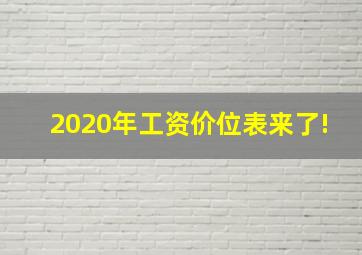 2020年工资价位表来了!