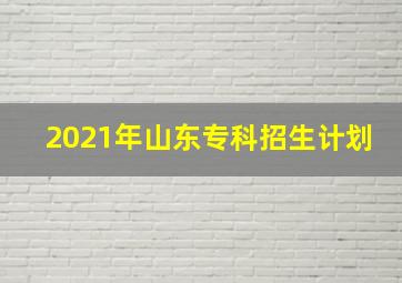 2021年山东专科招生计划