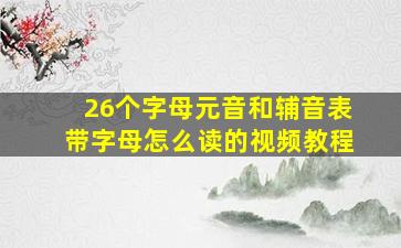 26个字母元音和辅音表带字母怎么读的视频教程