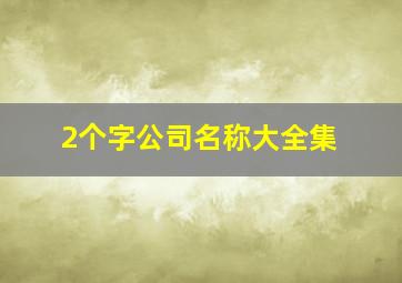 2个字公司名称大全集