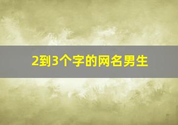 2到3个字的网名男生