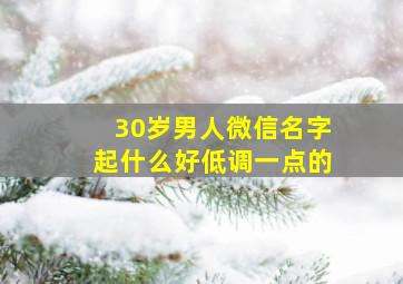 30岁男人微信名字起什么好低调一点的