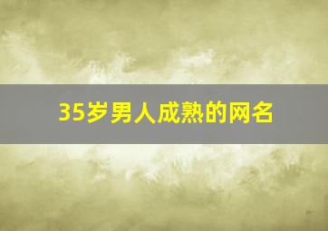 35岁男人成熟的网名