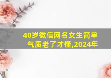 40岁微信网名女生简单气质老了才懂,2024年