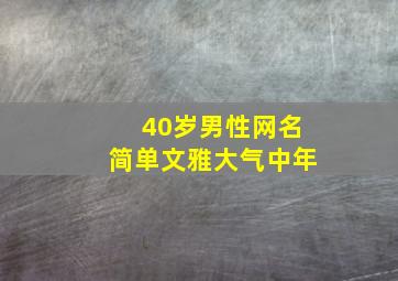 40岁男性网名简单文雅大气中年