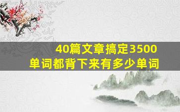 40篇文章搞定3500单词都背下来有多少单词