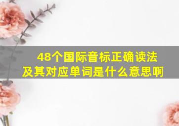 48个国际音标正确读法及其对应单词是什么意思啊