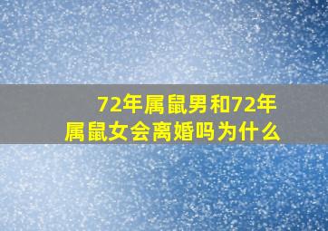 72年属鼠男和72年属鼠女会离婚吗为什么