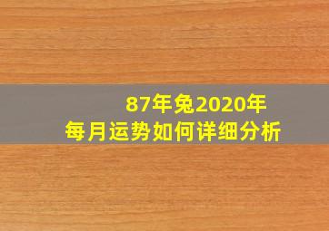 87年兔2020年每月运势如何详细分析