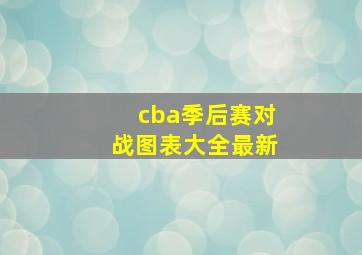 cba季后赛对战图表大全最新