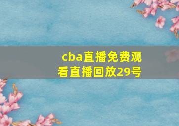 cba直播免费观看直播回放29号