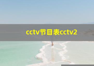 cctv节目表cctv2