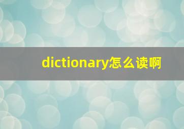 dictionary怎么读啊