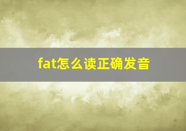 fat怎么读正确发音