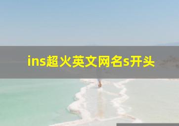 ins超火英文网名s开头