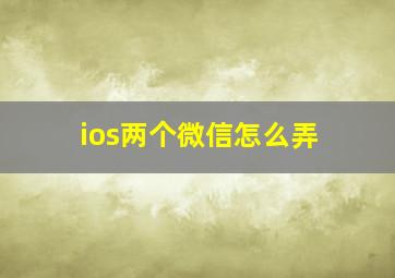 ios两个微信怎么弄