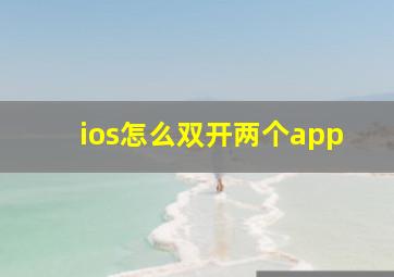 ios怎么双开两个app