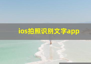 ios拍照识别文字app