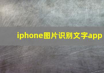 iphone图片识别文字app