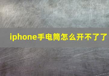 iphone手电筒怎么开不了了