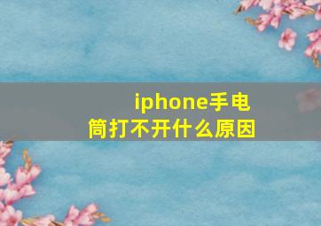 iphone手电筒打不开什么原因