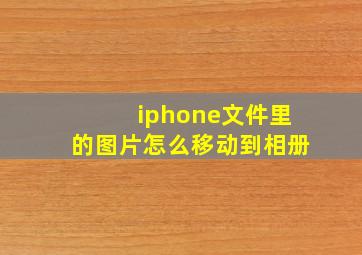 iphone文件里的图片怎么移动到相册