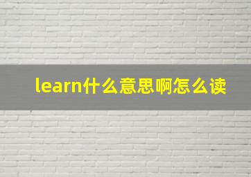 learn什么意思啊怎么读