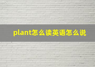 plant怎么读英语怎么说