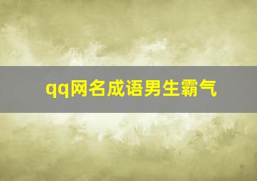 qq网名成语男生霸气