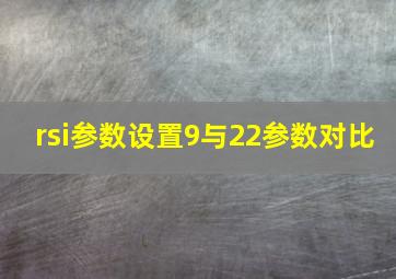 rsi参数设置9与22参数对比