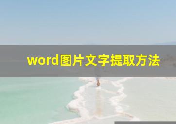 word图片文字提取方法