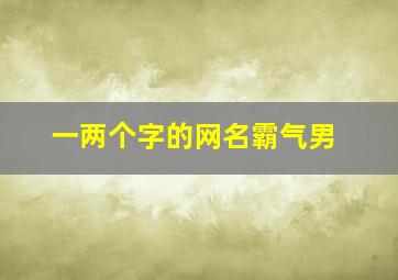 一两个字的网名霸气男