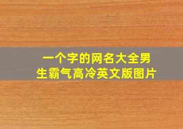 一个字的网名大全男生霸气高冷英文版图片