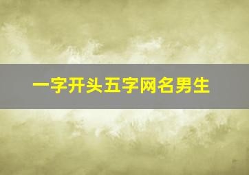 一字开头五字网名男生