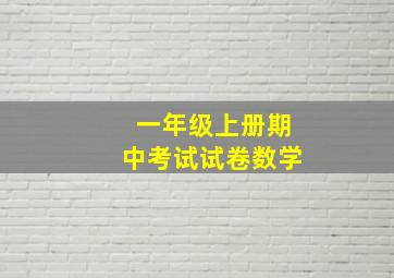 一年级上册期中考试试卷数学