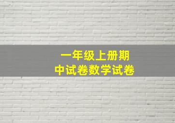 一年级上册期中试卷数学试卷