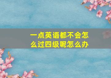 一点英语都不会怎么过四级呢怎么办