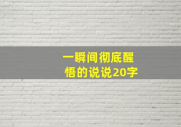 一瞬间彻底醒悟的说说20字