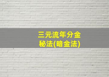 三元流年分金秘法(暗金法)