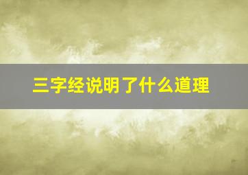 三字经说明了什么道理