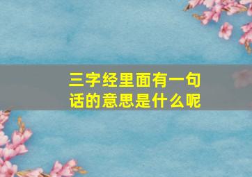 三字经里面有一句话的意思是什么呢