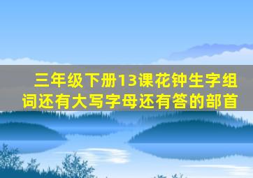 三年级下册13课花钟生字组词还有大写字母还有答的部首