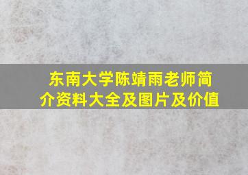 东南大学陈靖雨老师简介资料大全及图片及价值