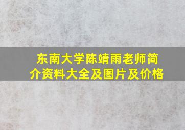 东南大学陈靖雨老师简介资料大全及图片及价格