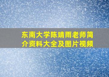 东南大学陈靖雨老师简介资料大全及图片视频