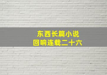 东西长篇小说回响连载二十六