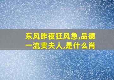 东风昨夜狂风急,品德一流贵夫人,是什么肖